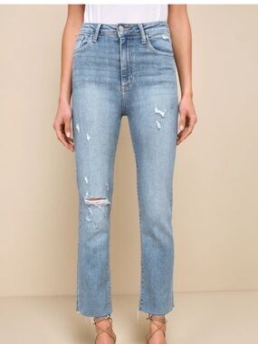 Just Black Light Wash High Waisted Distressed Slim Leg Jeans
